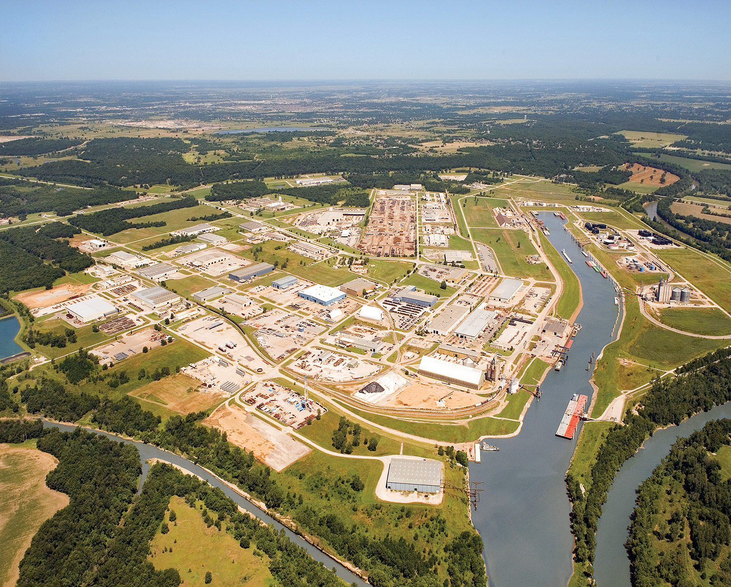 Aerial view of the Tulsa Port of Catoosa.