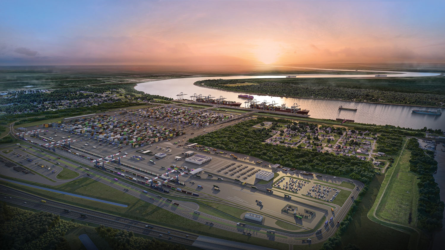 A rendering of the planned Louisiana International Terminal. (Courtesy of Port NOLA)