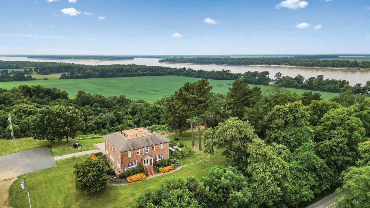 An aerial view of the Columbus, Ky., base of operations for O.H. Ingram River Aged, with the Mississippi River in the distance. (Photo courtesy of O.H. Ingram River Aged)