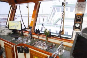 A view from the wheelhouse of the mv. Capt. Phillip Langley. 