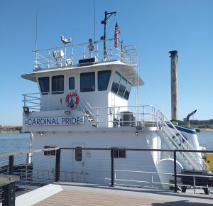 Students from Rockwood Summit High School got to tour the 1,700 hp. mv. Cardinal Pride, operated by ARTCO, during their day aboard the Mississippi River Institute on the St. Louis riverfront.