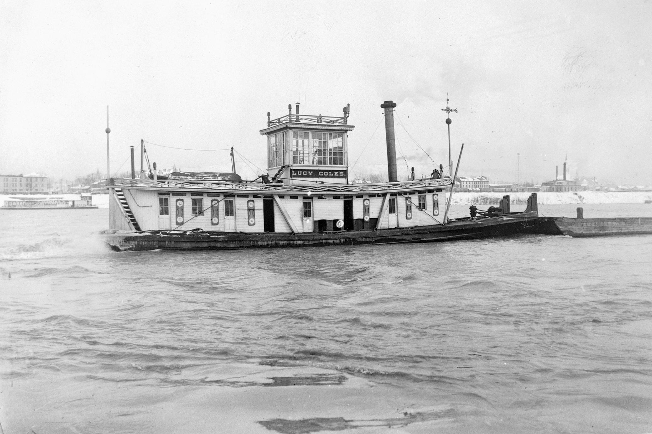 The mv. Lucy Coles at Ashland, Ky. on February 17, 1900. (Thornton Barrette photo from the author's collection)